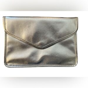 Silver Faux Leather Clutch Purse